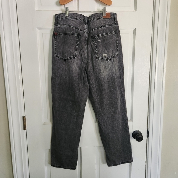 UO BDG Black Wash Distressed High Rise Slim Straight Jeans - Picture 6 of 11